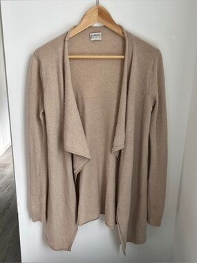 100% Cashmere Cardigan long sleeve light tan beige like new open front small